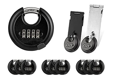 WULALACK 70mm Weatherproof Combination Lock Disc Padlock Combination with 4 DigitOutdoor Pad Lock for Garage Outdoor Fence Shed Storage Unit Trailer12 Pack