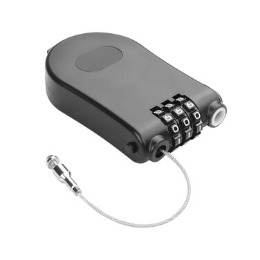 YAODHAOD Combination Cable Lock Retractable Steel Cable Luggage Lock with 39inch Retractable Steel Cable 3 Digit Combination Lock Travel Bike Helmet Snowboard LockBlack
