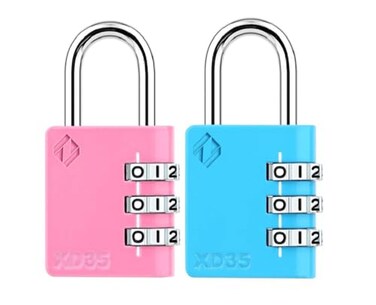 Zarker XD35 Combination Lock 3Digit Padlock for School Gym Sports LockerLock Fence Toolbox Case Hasp Storage 2Pack Pink Blue