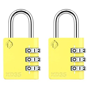 Zarker XD35 Combination Lock 3Digit Padlock for School Gym Sports LockerLock Fence Toolbox Case Hasp Storage 2Pack Yellow