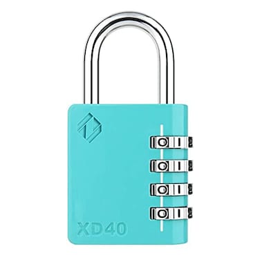 Zarker XD40 Combination Lock 4 Digit Padlock for School Gym Sports Locker Fence Toolbox Case Hasp Storage 1Pack Emerald