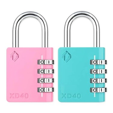 Zarker XD40 Combination Lock 4Digit Padlock for School Gym Sports LockerLock Fence Toolbox Case Hasp Storage 2Pack Pink Emerald