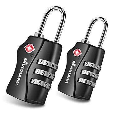 GIVERARE 2 Pack TSA Approved Travel Luggage Locks Combination Lock Keyless 3Digit Padlocks Travel Sentry Accepted Compatible Padlock for Gym Locker Golf Bag Case Backpack Blackby