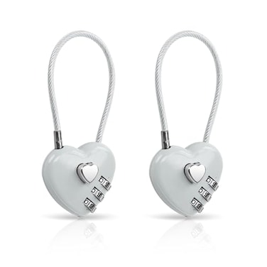 YAODHAOD 2 Pack Combination Lock 3 Digit Heart Shaped Padlock for School Gym Locker TSA Approved Cable Luggage Locks Sports Locker Lock LuggageFenceBackpackValentine Gift Gray