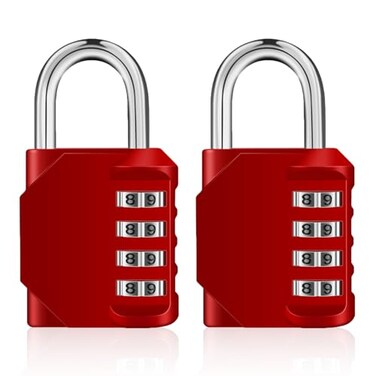 ZHEGE Combination Padlocks 4 Digit Number Code for Gym School Locker Lock Employee Lock Red 2 Pack