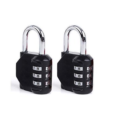 donjon DonJon Padlock2 Pack Combination Lock 3 Digit Padlock for GymOutdoorSchool LockerFenceHasp and StorageBlack