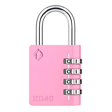 Zarker XD40 Combination Lock 4 Digit Padlock for School Gym Sports Locker Fence Toolbox Case Hasp Storage 1Pack Pink