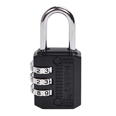 RESET 071 Mini Combination Lock Small 3 Digit Padlock for Gym Locker Travel Luggage Lock Resettable No Key Lock for Backpack Zipper Suitcase Black 1 Pack