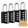 KeeKit Combination Lock Resettable 4 Digit Combination Padlock with Keys Waterproof Gate Lock for Locker Fence Case Gym School and Employee Locker Toolbox 4 Pack Black