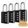 KeeKit Combination Lock Resettable 4 Digit Combination Padlock with Keys Waterproof Gate Lock for Locker Fence Case Gym School and Employee Locker Toolbox 4 Pack Black