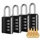 KeeKit Combination Lock Resettable 4 Digit Combination Padlock with Keys Waterproof Gate Lock for Locker Fence Case Gym School and Employee Locker Toolbox 4 Pack Black