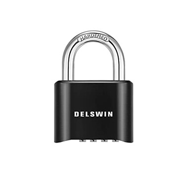 DELSWIN Gym Locker Lock 4Digit NoKey Combination Lock for School Gym Locker Heavy Duty Hardened Steel Shackle Weatherproof Combo Padlock for Hasp Storage Shed Fence Gate