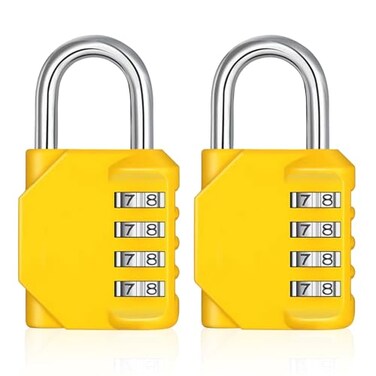 ZHEGE Combination Lock Outdoor 2 Pack 4 Digit Resettable Weatherproof Combination Padlock for Gym School Gates Doors Hasps Storage Yellow 2 Pack