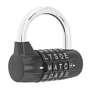 HOJLKLD Gym Locker Lock 5 Letter Word Lock Safety Padlock Combination Lock for School Gym LockerSports LockerFenceToolboxCaseHasp Storage 1 Black