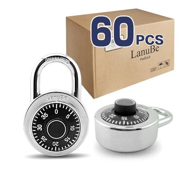 LanuBe Lock Standard Dial Combination Lock 2 inch Wide with Different Combinations Black Turnplate Pack of 60 Lock for School Employee Gym Sports Locker Case Toolbox and so on
