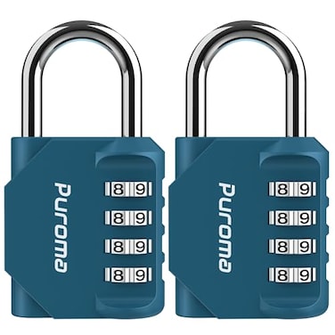 Puroma 2 Pack Combination Lock for Locker 4 Digit Outdoor Waterproof Padlock for School Gym Sports Fence Toolbox Gate Case Outdoor Hasp Storage Cabinets Dark Green