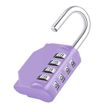 ZHEGE Combination Lock 4 Digit Combination Padlock Outdoor School Lock Gym Lock Purple