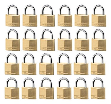 Master Lock 140D Solid Brass Keyed Different Padlock with 1916 Wide Body 14inch Shackle 24Pack