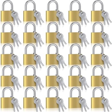 Yaocom Solid Brass Keyed Padlock Small Padlocks Keyed Alike Yellow Gym Lock Strong Padlock with Key for Luggage Toolbox24 Pcs30mm 1316