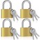 Yaocom Solid Brass Keyed Padlock Small Padlocks Keyed Alike Yellow Gym Lock Strong Padlock with Key for Luggage Toolbox4 Pcs30mm 1316