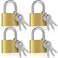 Yaocom Solid Brass Keyed Padlock Small Padlocks Keyed Alike Yellow Gym Lock Strong Padlock with Key for Luggage Toolbox4 Pcs30mm 1316