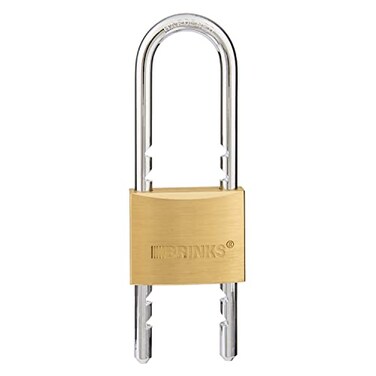 BRINKS 50mm Solid Brass Keyed Padlock with Adjustable Shackle Chrome Plated with Hardened Steel Shackle 17150061
