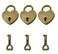 Hyamass 3Pcs Mini Bronze Antique Padlock Vintage Small Locks with Keys Small Heart Lock and Key Set Bronze