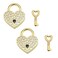 KUMGROT 2 Pcs Small Heart Shaped Lock Mini Locks with Keys Rhinestone Metal Lock Padlock for Jewelry Storage Box Luggage Diary Book Gold