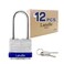 LanuBe Lock Laminated Steel Keyed PadlockKeyed Alike Locks Long Shackle PadlockPack of 12