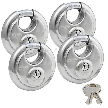 Master Lock 4 Keyed Alike Stainless Steel Trailer and Multi Purpose Padocks w8 Keys 40KA4