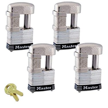 Master Lock 4 Keyed Alike Trailer Multi Purpose Padlocks w 8 Keys 37KA4