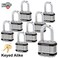 Master Lock Magnum Padlocks 2 W x 112L Shackle Eight 8 Keyed Alike Locks w 16 Keys M5NKALFSTS8 wBumpStop Technology