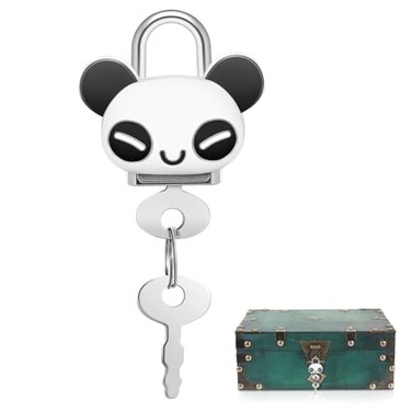 OSALADI Cute Panda Cabinet Padlock Mini Metal Lock with Keys for Jewelry Box Suitcase Locker Toy Chest and Home Security 138 Inch Cartoon Design