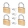 PMIIO 4 Pack Solid Brass Keyed Padlock with Key Wide Lock Body 1916 in 40 mm for Sheds Storage Unit School Gym Locker Fence Toolbox Hasp Storage