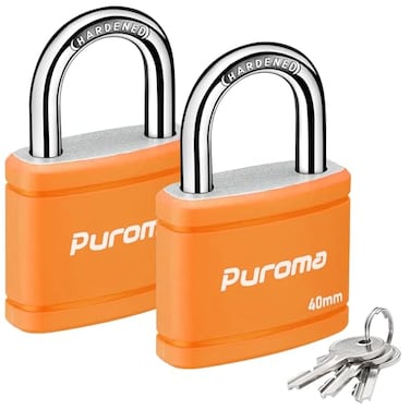 Puroma 2 Pack Keyed Padlock with 3 Keys Alike 78 Inch Locker Lock 40mm HeavyDuty Locks for Gate Fence Hasp Cabinet Toolbox School Gym Locker Orange