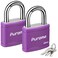 Puroma 2 Pack Keyed Padlock with 3 Keys Alike 78 Inch Locker Lock 40mm HeavyDuty Locks for Gate Fence Hasp Cabinet Toolbox School Gym Locker Purple