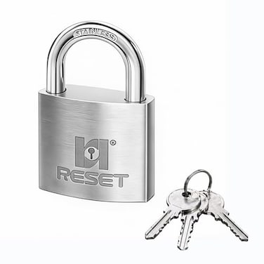 RESET 909 32mm Stainless Steel Padlock 125 Inch Wide Weatherproof Outdoor Keyed Lock for Gate Shed Fence and Toolbox Keyed Different Standard Shackle 1 Pack