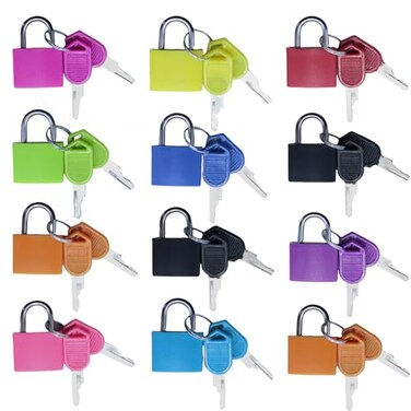 YGbridge Small Suitcase Locks with Keys 12 Pcs Tiny Luggage Locks Small Padlocks for Locker Mini Lock for Locker Backpack Suitcase Travel Bags Luggage Diary School Gym Locker