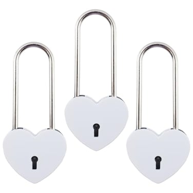T Tulead HeartShaped Locks Lover Locks White Heart Padlock 386x175 Decorative Lock Pack of 3 with Keys