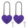 VeYocilk Love Lock2pcs 35 Rubber Paint Purple Heart Sharped Padlock for Bridge Anniversary Travel Giftwith Key