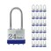 ZonRo Locks Laminated Steel Keyed Padlock Keyed Alike Locks191640mm Wide BodyLong Shackle Padlock Blue Plastic Hoop Pack of 24