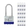 ZonRo Locks Laminated Steel Keyed Padlock Keyed Alike Locks191640mm Wide BodyLong Shackle Padlock Blue Plastic Hoop Pack of 24