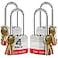 Lion Locks 4 KeyedAlike Padlocks w 2 Long Shackle 8 Keys Hardened Steel Pad Lock Pick Resistant Brass Pin Cylinder Pack of 4