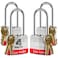 Lion Locks 4 KeyedAlike Padlocks w 2 Long Shackle 8 Keys Hardened Steel Pad Lock Pick Resistant Brass Pin Cylinder Pack of 4