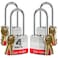 Lion Locks 4 KeyedAlike Padlocks w 2 Long Shackle 8 Keys Hardened Steel Pad Lock Pick Resistant Brass Pin Cylinder Pack of 4
