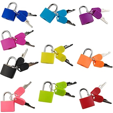 GXXMEI 10PCS Suitcase Locks with Keys Small Luggage Padlocks Metal Padlocks Mini Keyed Padlock for School Gym Classroom Matching Game 10 Colors