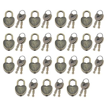 Tsnamay 15 Pcs Mini Diary Metal LockMini Padlock with Key for Suitcase Schoolbag Backpack Padlock Luggage LocksHeartShaped