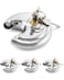 QWORK Keyed Alike Disc Padlock 4 Pack Stainless Steel Discus Lock with 38Inch Shackle 234 in Wide for Garages Fence Sheds and Storage Unit