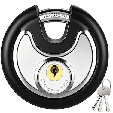Puroma Keyed Padlock Stainless Steel Locker Lock Heavy Duty Locks with 3 Keys Waterproof Gate Storage Unit Lock with Rubber Bumper for Warehouse Gym Storage Locker and Outdoors 1 Pack