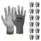 DULFINE Safety Work Gloves PU Coated12 PairsGrey Seamless Knit Glove with Polyurethane Coated Smooth Grip on Palm Fingers for Men and Women Ideal for General Duty Work Medium